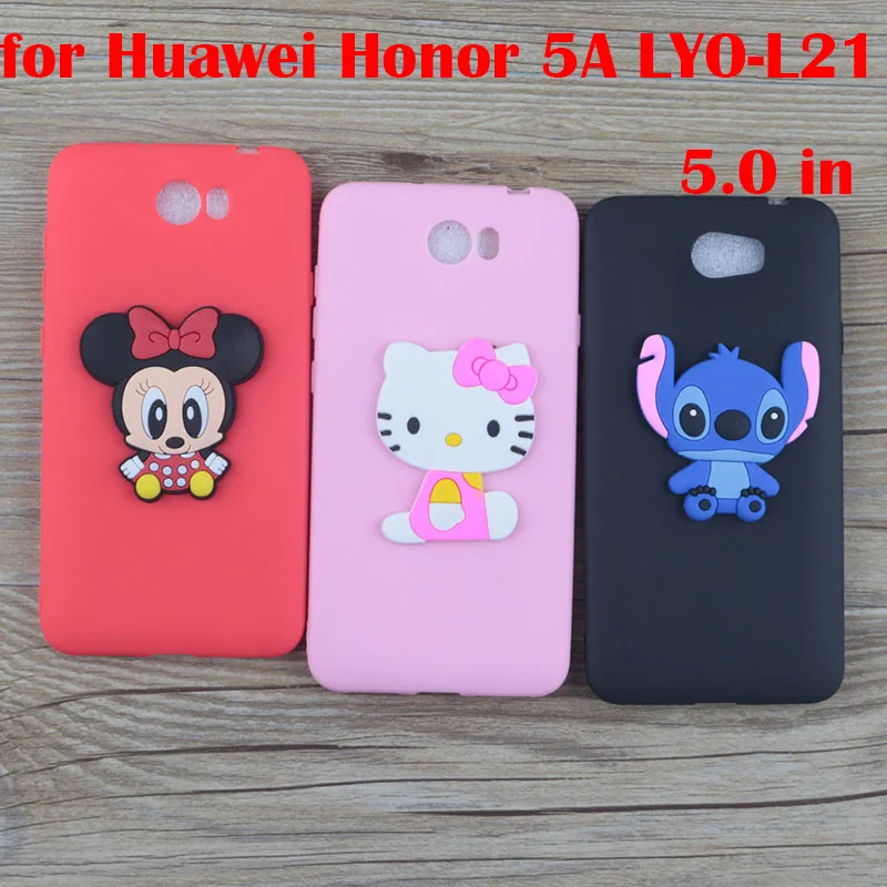 Cute Cartoon Minnie Case for Huawei Honor 5A LYO-L21 5.0&quot Cases Stitch Hello Kitty Mickey Cat Soft TPU Phone Cover |