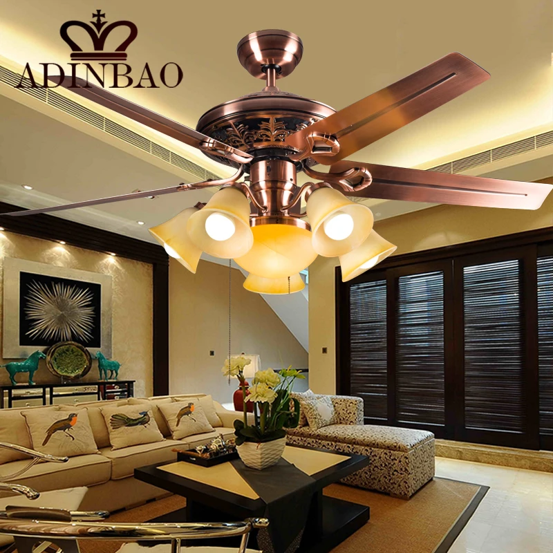 Высокое качество потолочный вентилятор свет жека красный античная медь цвет XJ041 |