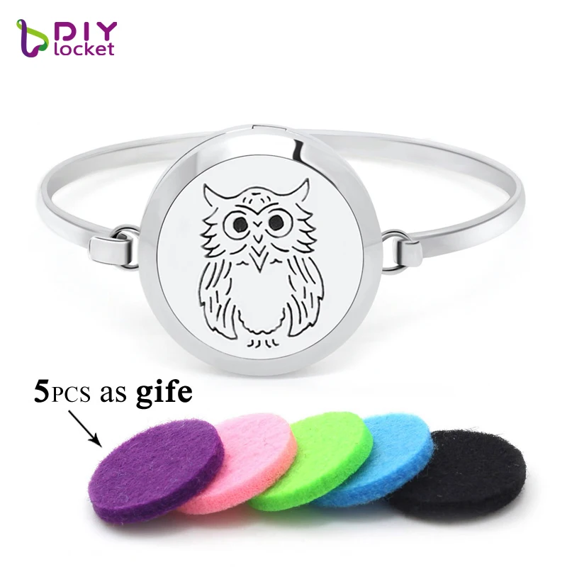 Diylocket Эфирные масла диффузор браслет Сова Нержавеющая сталь медальон Бесплатная