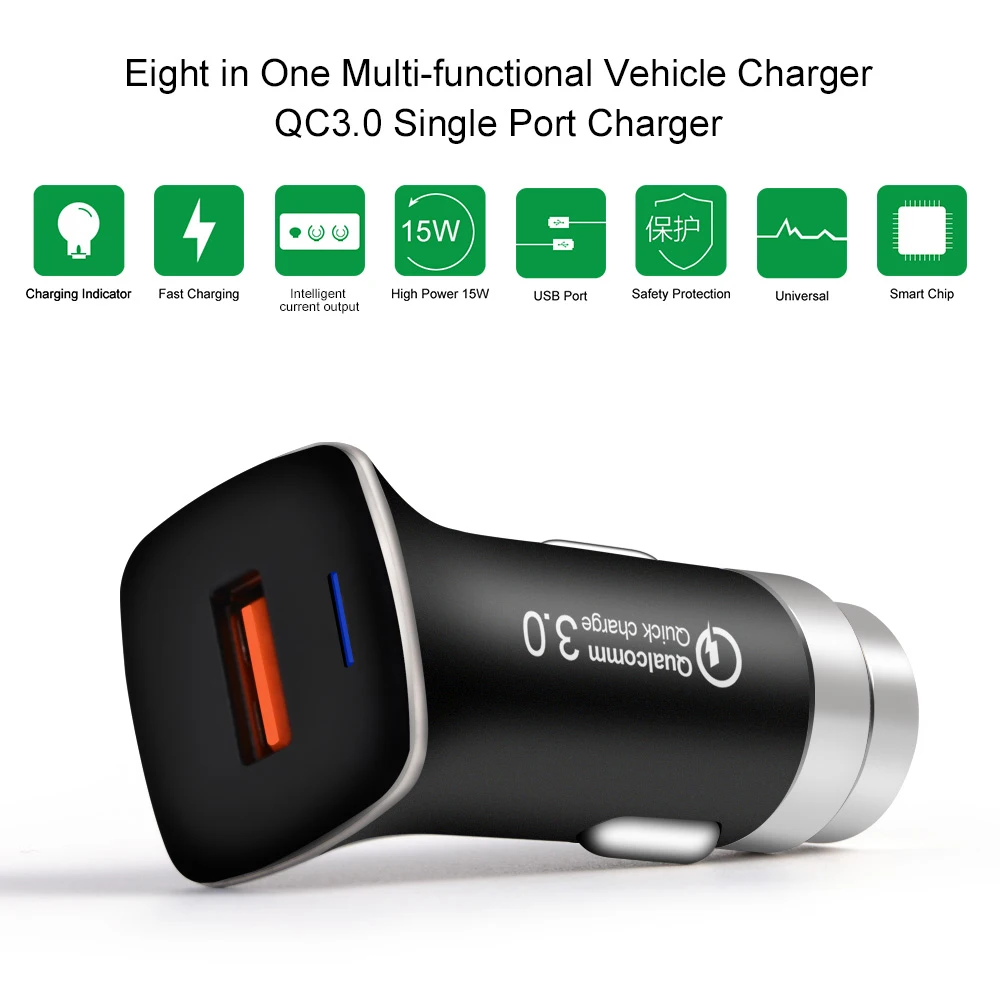 Автомобильное зарядное устройство Mini USB прикуриватель быстрая зарядка QC3.0 для
