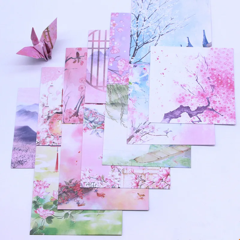 72Pcs Craft Paper Scrapbooking Stamping Handmade Paper Lovers Birthday Origami 145x145mm Double Sided Printing Kraft Papers