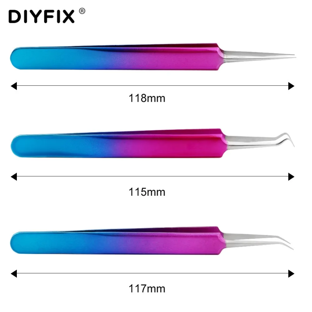 DIYFIX Acne Needle Tweezers Stainless Steel Blackhead Acne Remover Face Care Tool Extention False Eye Lash Eyelashes Hand Tools