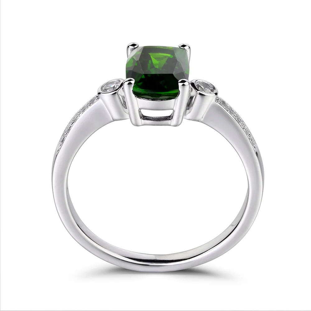 Украшения leige естественный диопсид кольцо Подушка огранка Зеленый Драгоценный