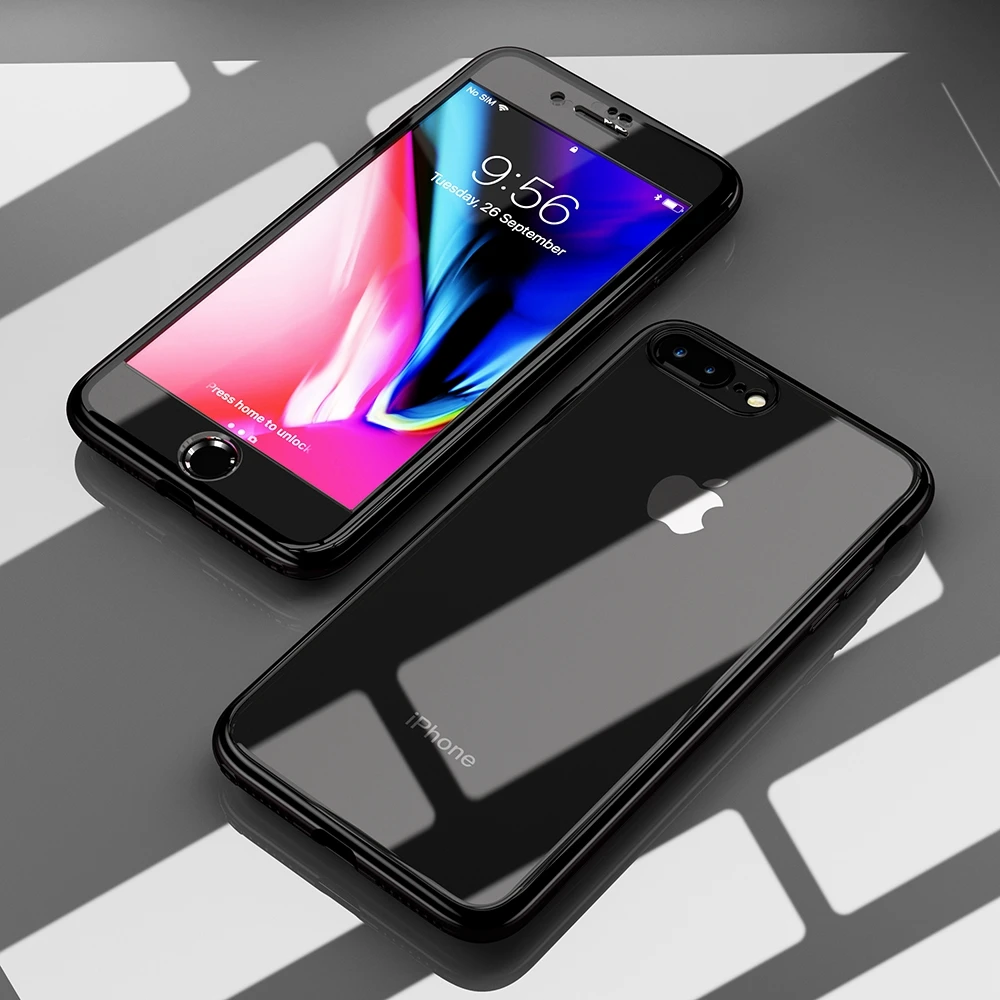 Luxury Soft 360 Degree Full Protection Case For iPhone X Transparent Silicone Plating Cover 10 6 6S 7 8 Plus |