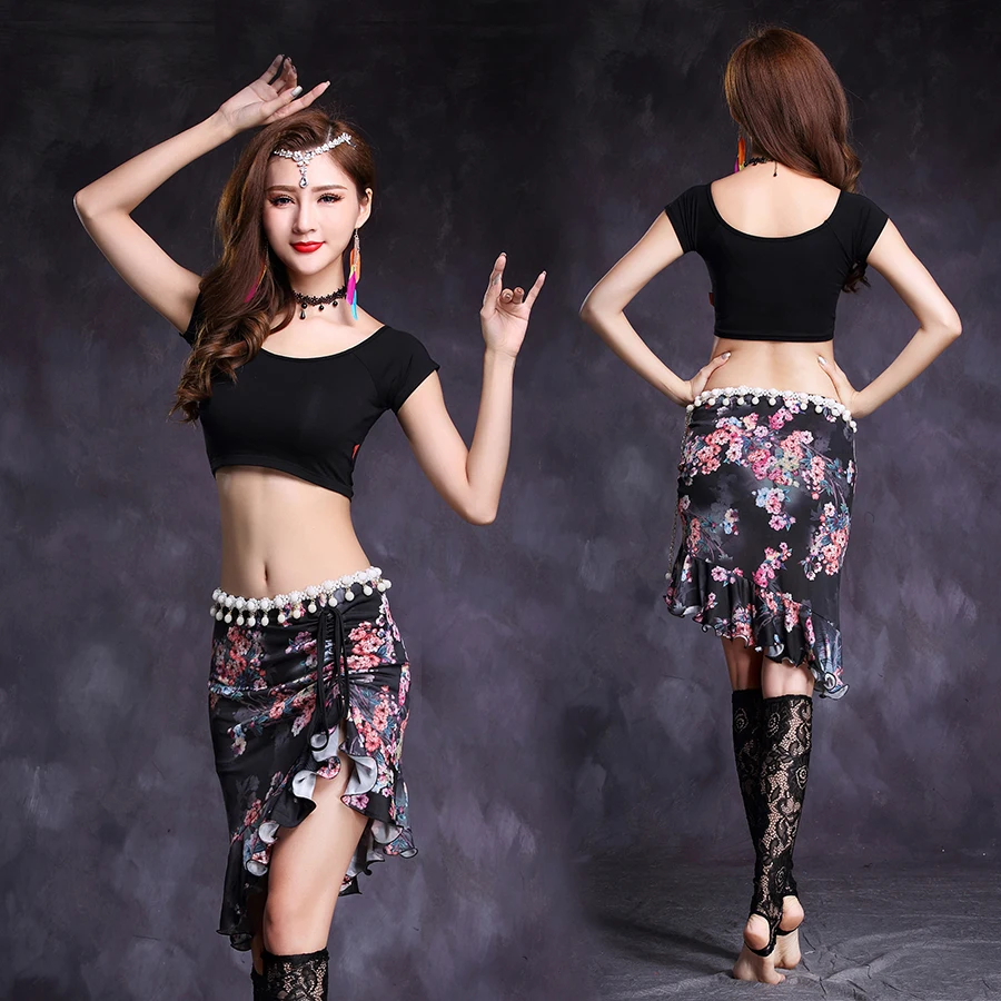 Женский набор костюма для танца живота комплект из 2 предметов блузка топ и юбка