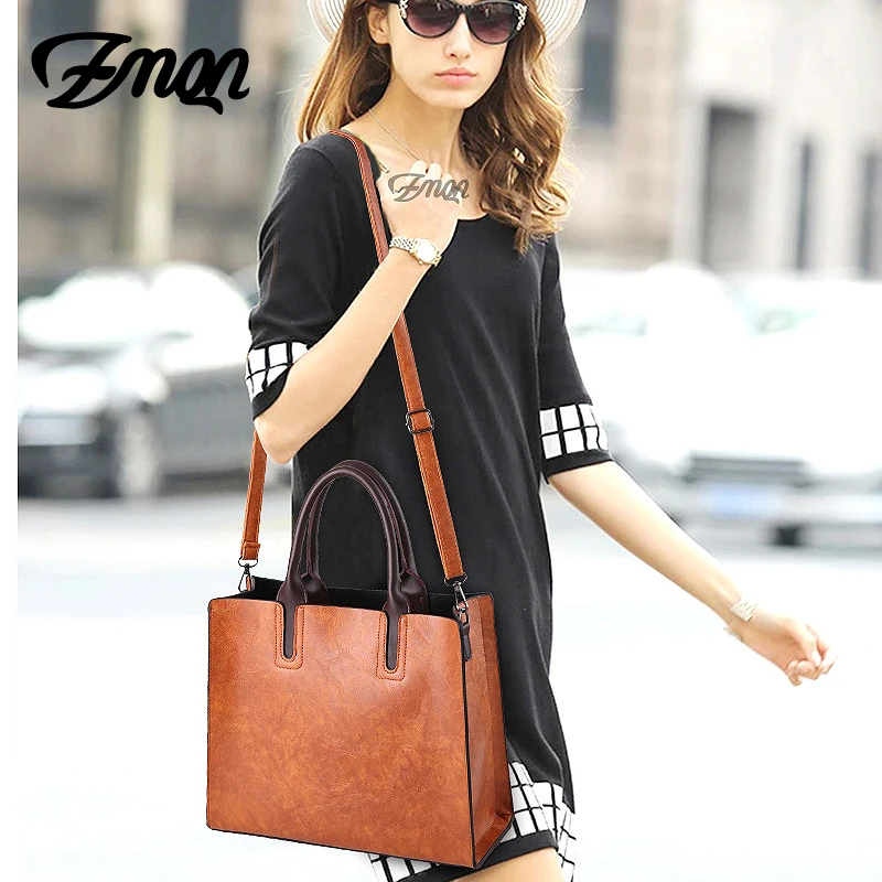 

ZMQN Luxury Leather Bags Women Handbags 2020 Large Capacity Vintage Ladies Hand Bags Top-Handle Bag Solid Tote Sac Shoulder C901