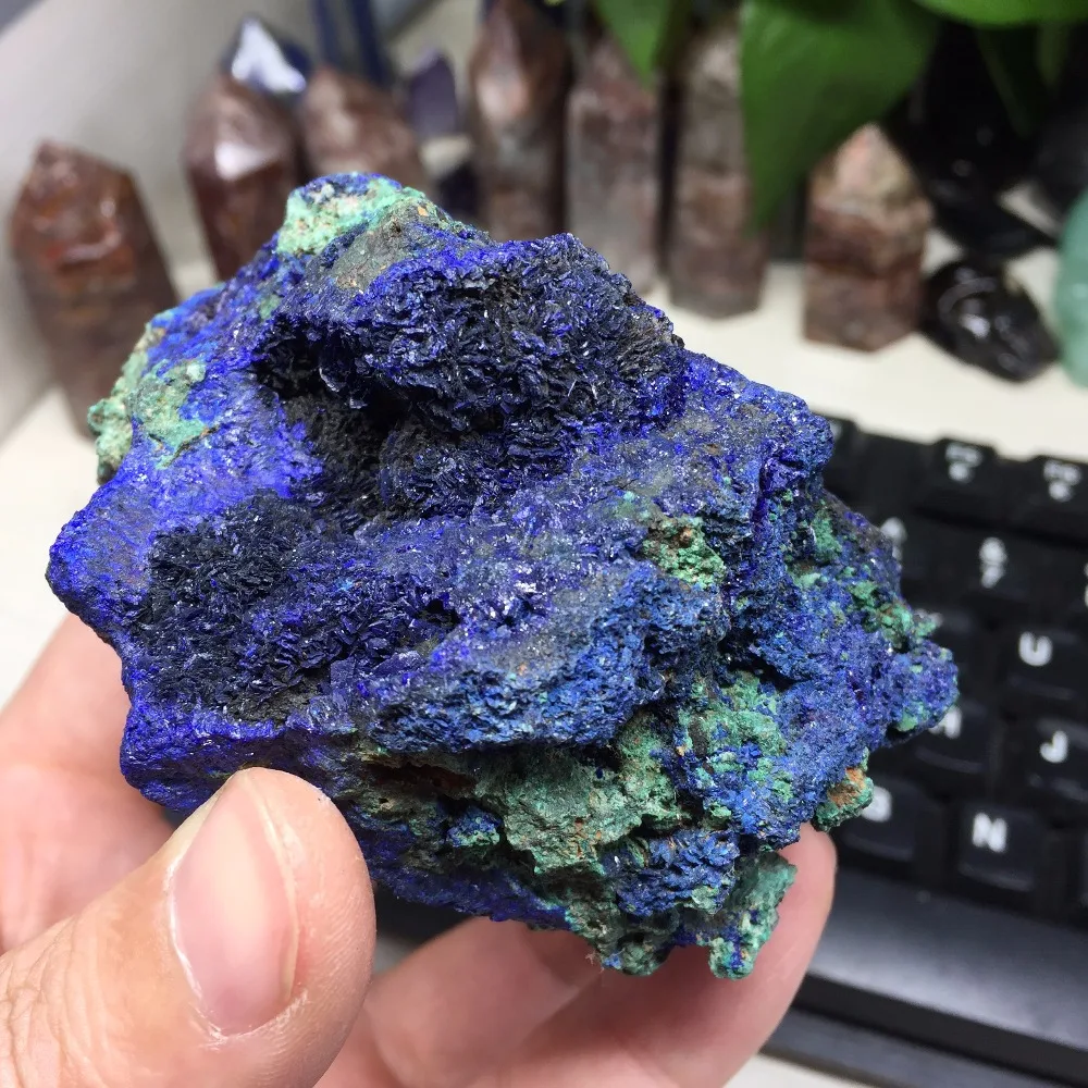 286 г натуральный чессилитовый материал образец Azurite Geode Bule и зеленый Целебный