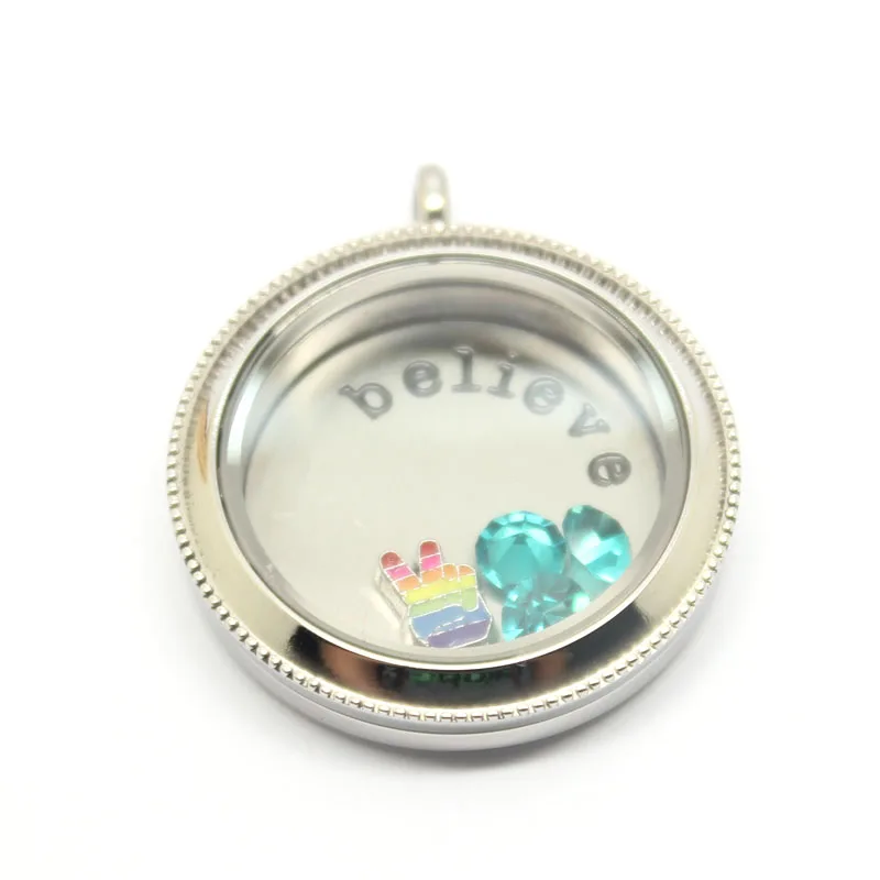 30mm Carved beads Twist glass floating charms locket pendant necklace Memory photo Lockets With Free Floating Charms | Украшения и