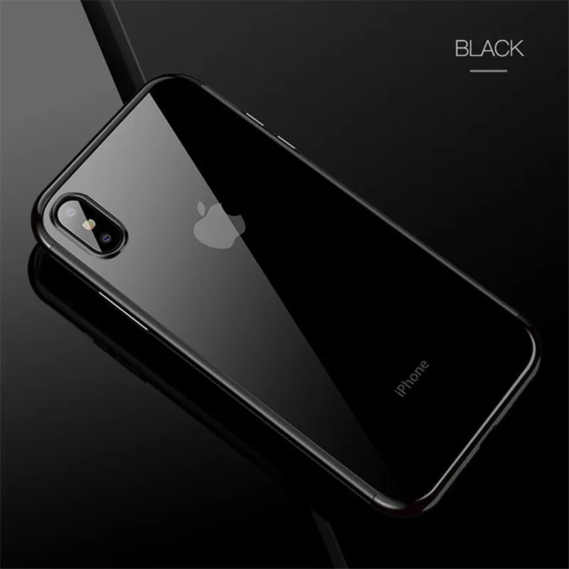 Black Хит, мягкий прозрачный чехол с рамкой для iPhone X, XS, XR, XS, Max, 8, 7, Ультратонкий чехол с кристаллами для iPhone 6, 6S Plus, 5, 5S, SE - Цвет: Black