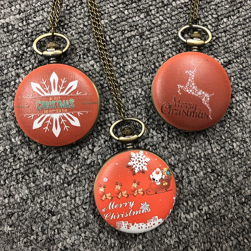 2018 рождественские подарки карманные часы Снежинка лось Санта Клаус дизайн