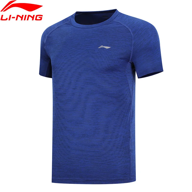 Li Ning Мужская футболка для бега сухая дышащая 100% полиэстер футболки с подкладкой