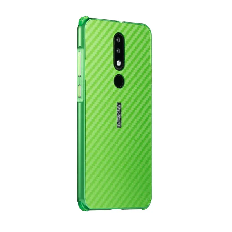 Green Роскошный металлический бампер чехол для Nokia X5(5,1 Plus) чехол 2 в 1 Pull& Push PC жесткий чехол из углеродного волокна для Nokia X5 металлический чехол для телефона - Цвет: Green