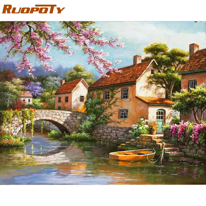 Рамка RUOPOTY для сельского ландшафта искусственная Акриловая картина домашнее