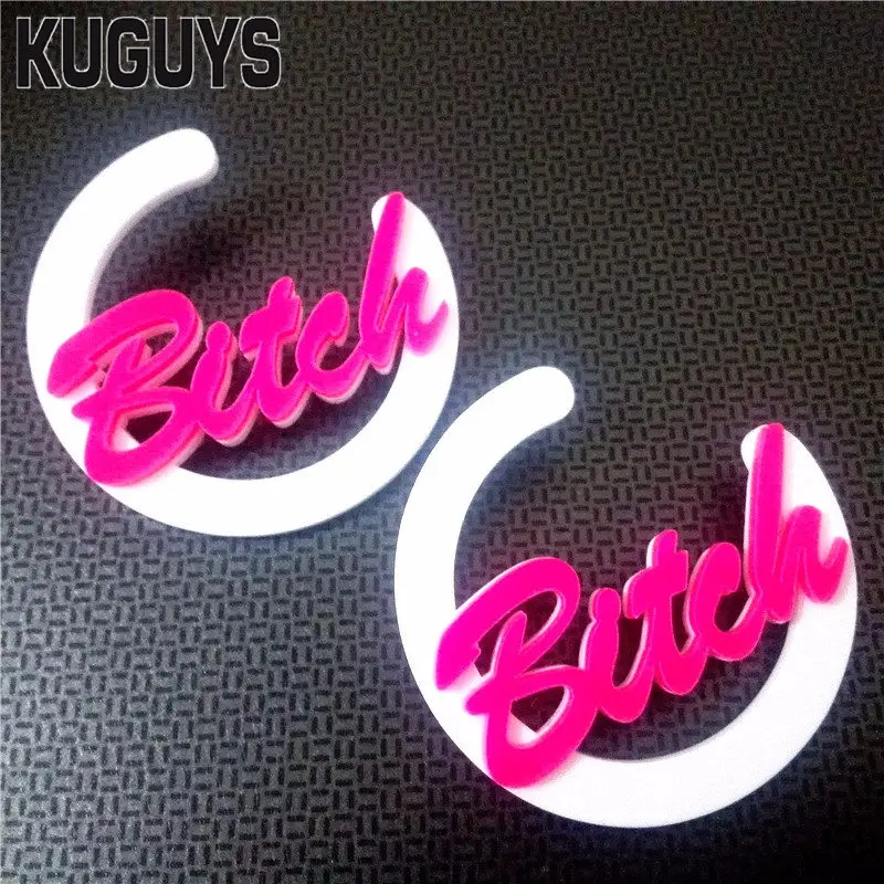 KUGUYS Hyperbole круглые большие серьги для женщин модные женские акриловые гвоздики с