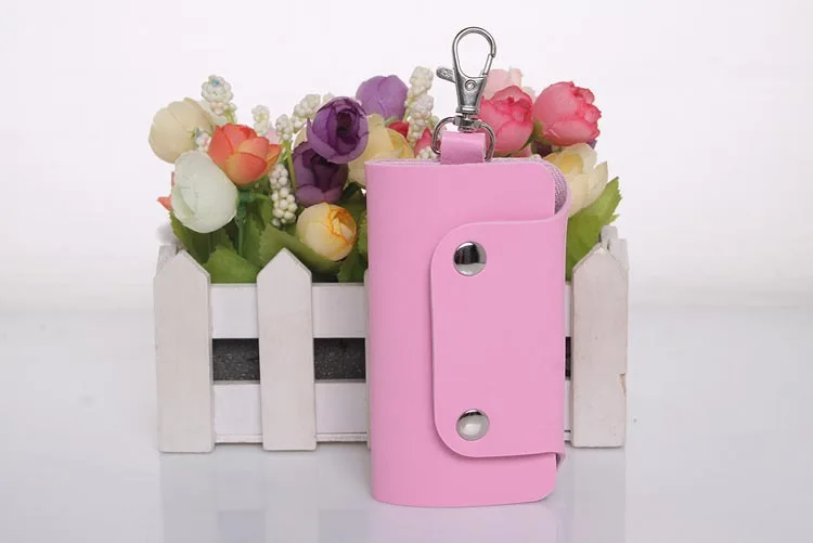 pink Новинка soliml Повседневная Женская ключница для дома кожаный мешочек для монет Чехол кошелек мужской Автомобильный держатель для ключей брелок - Цвет: pink