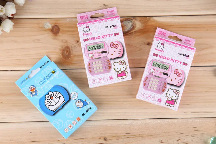 Прямая, мини-калькулятор с героями мультфильмов, корейский стиль, hello kitty/Doraemon, солнечный складной калькулятор, Детские канцелярские принадлежности, подарок