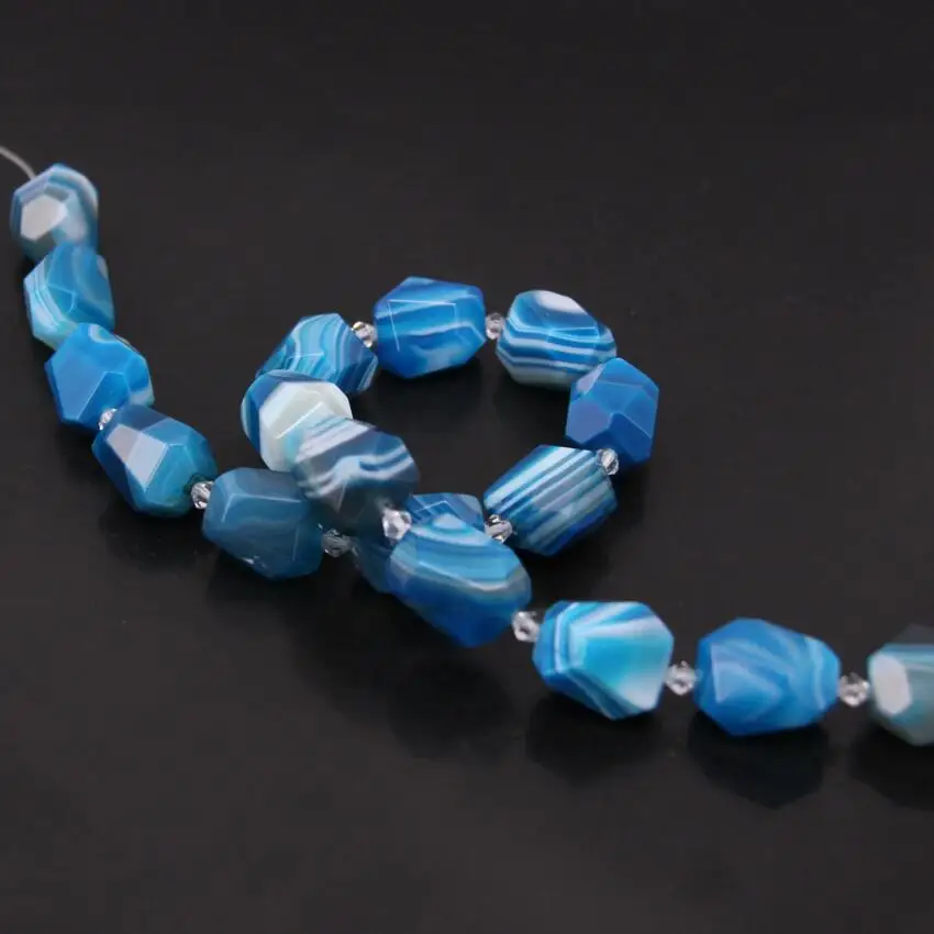Бусины Из Натурального голубого агата с огранкой 15 5 дюймов|loose beads|beads loosestriped agate