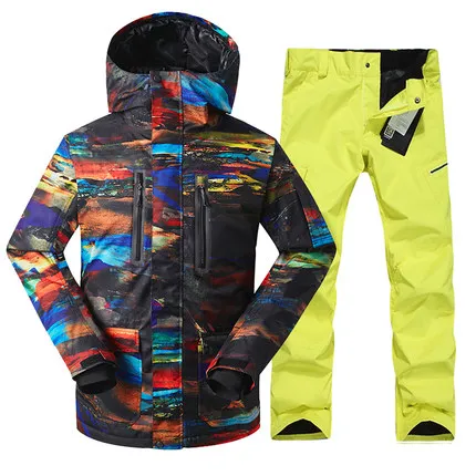 

GSOU SNOW Skiing Suit Men's Winter Windproof Warm Thick Snow Suit Outdoor Waterproof Ski Jacket +Ski Pants For Men