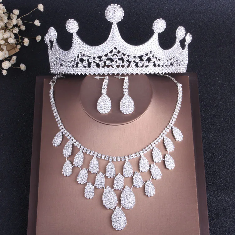 Кристально чистый Joias Nupcial Do Casamento определение Mulheres Pageant Prom Acessorios de Noiva Tiara Brincos |