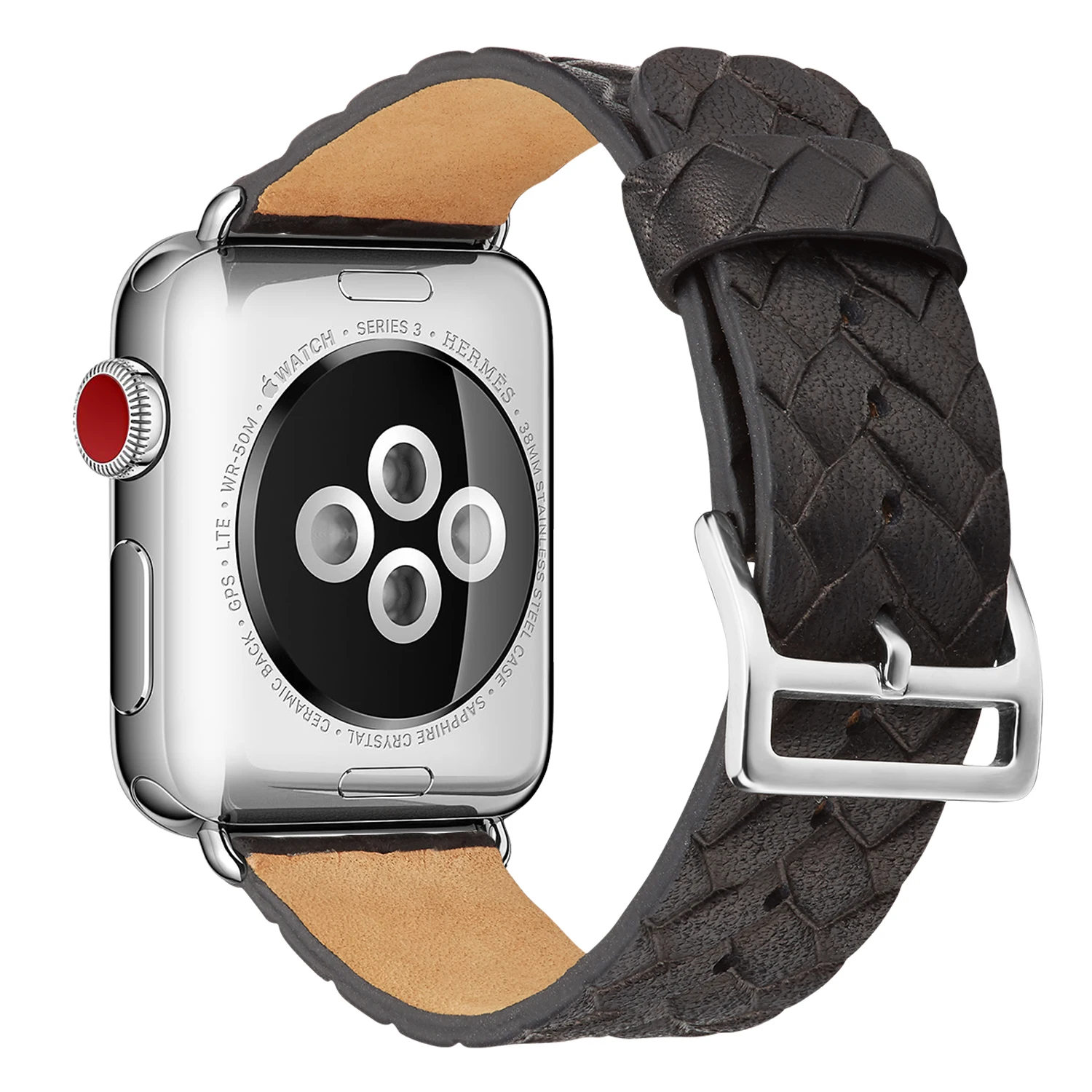 ZLIMSN Watch Accessories Applicable To Apple Genuine Leather Strap Woven Pattern 42mm 38mm For Apple Watch Series 4 3 2 1 iWatch