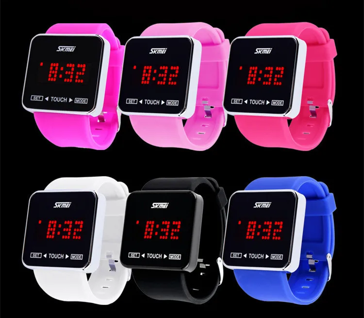 Часы наручные светодиодные с резиновым ремешком милые брендовые романтические