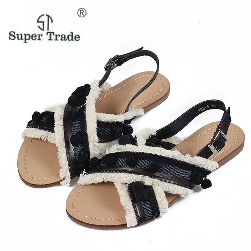 ST Супер Торговли Лето Новинки для женщин Этническая Стильные сандалии женские на