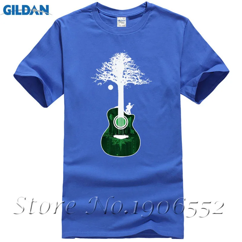 Men's Geek Acoustic Guitar Shirt Custom Short Sleeve Tree Root Tee Shirts Hip Hop Top Tees Any Logo Size | Мужская одежда