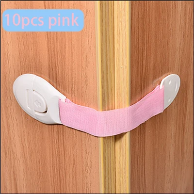 10pcs pink 10 шт. Регулируемая Длина Детские замки для защитного шкафа Дети защиты ящика замки младенческой безопасности дверь холодильника туалетные замки - Цвет: 10pcs pink