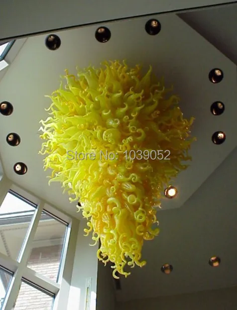 

Free Shipping Modern Art Lighting Yellow Stained Large Contemporary Chandelier