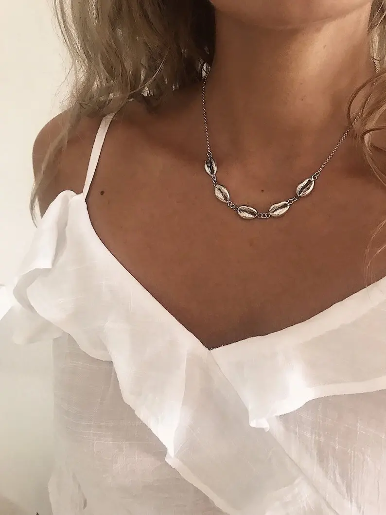 Женское Ожерелье-чокер Boho серебряное ожерелье в форме овального шара модное
