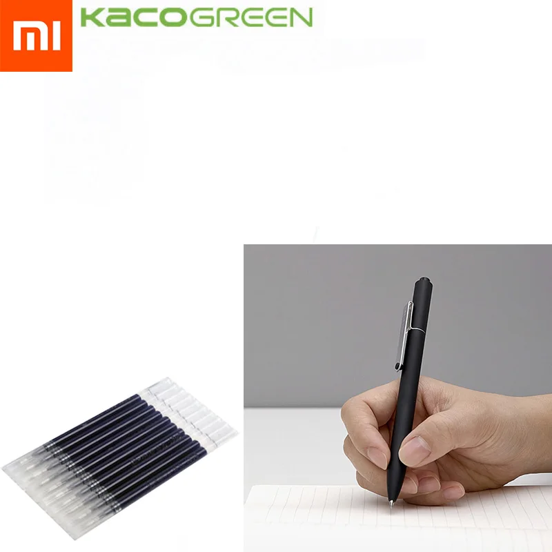 Ручка Xiaomi Mijia, черные, синие, красные чернила для ноутбука Mijia, Kaco, благородная бумага из искусственной кожи, слот для карт, кошелек, книга, гелевая ручка для офиса, школы - Цвет: black with blue ink