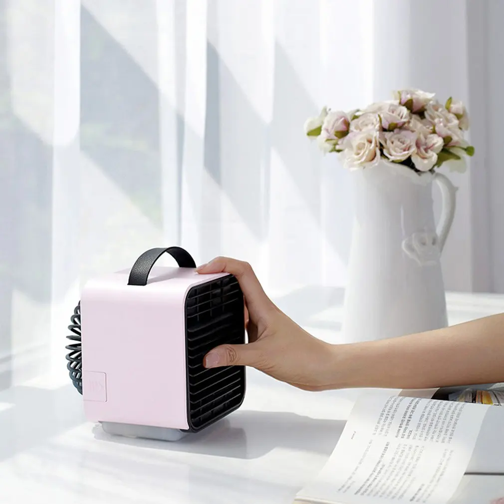 3-Speed Mini Air Conditioner Negative Ion Fan Cooler Humidifier LED Light PM2.5