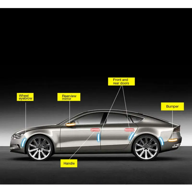 Защитная антицарапинная отражающая предупредительная полоска наклейка на бампер универсальная декорация на автомобильную дверь.