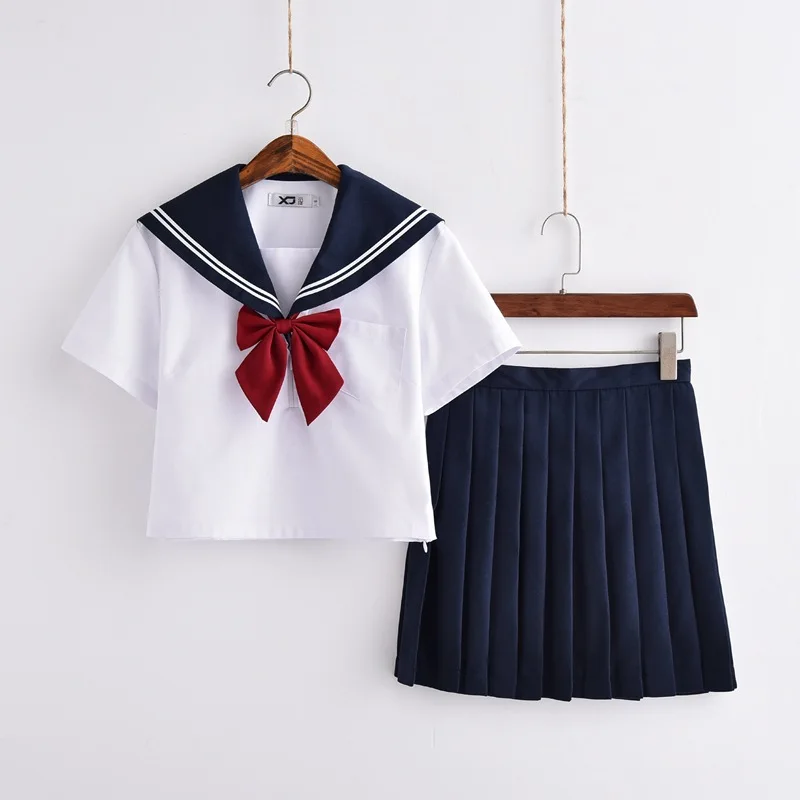 Short Sleeve Set Взрослые матросские лунные костюмы японская школьная форма для девочек сценическое представление короткий рукав; Моряк Костюмы Топы плиссированные юбки наборы - Цвет: Short Sleeve Set