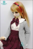 bjd doll clothes fits 13 bjd doll fashion white shirt bow wine red pleated skirt