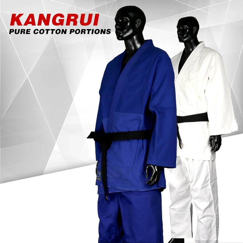 

KANGRUI Professional Judo Suit Set Cotton Blue White Karate Judo Uniform Standard Taekwondo Martial Arts Suit