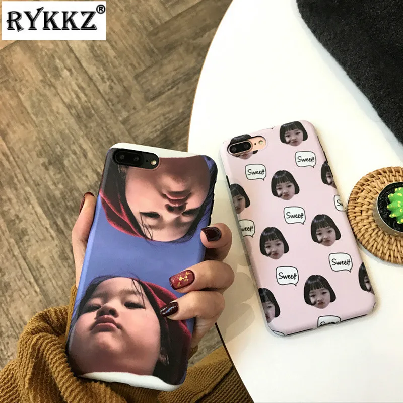 Симпатичные Корея Маленькая девочка выражение лица телефон Обложка для 6 S 7 Plus