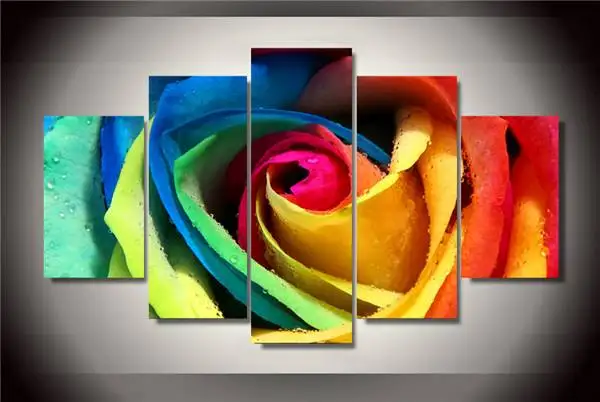 Hd Printed Multi-Colored Roses Painting Canvas Print Room Decor Poster Picture Free Shipping/Ny-2896 Flower | Дом и сад
