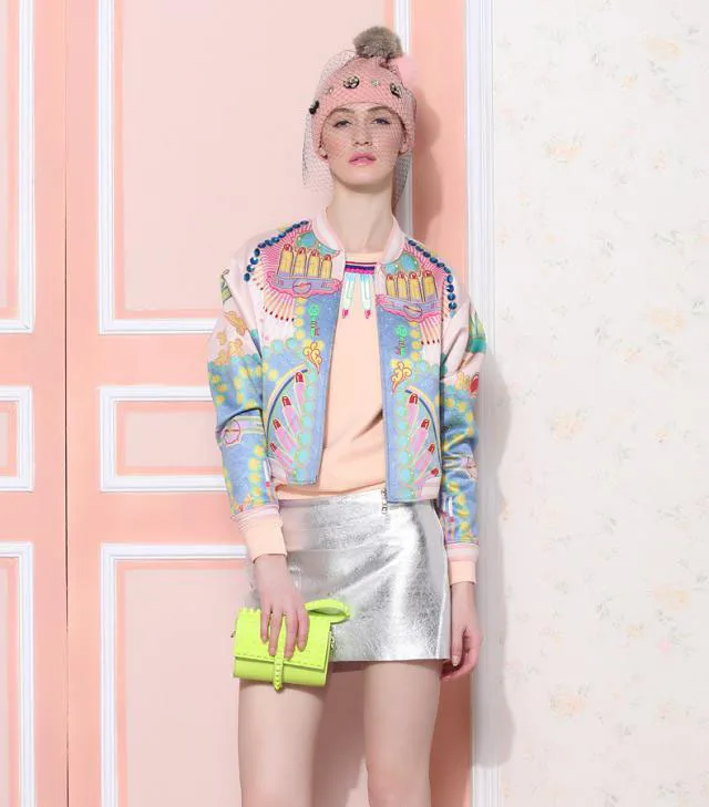 2016 женская зимняя Весенняя модная бейсбольная куртка с цветочным принтом