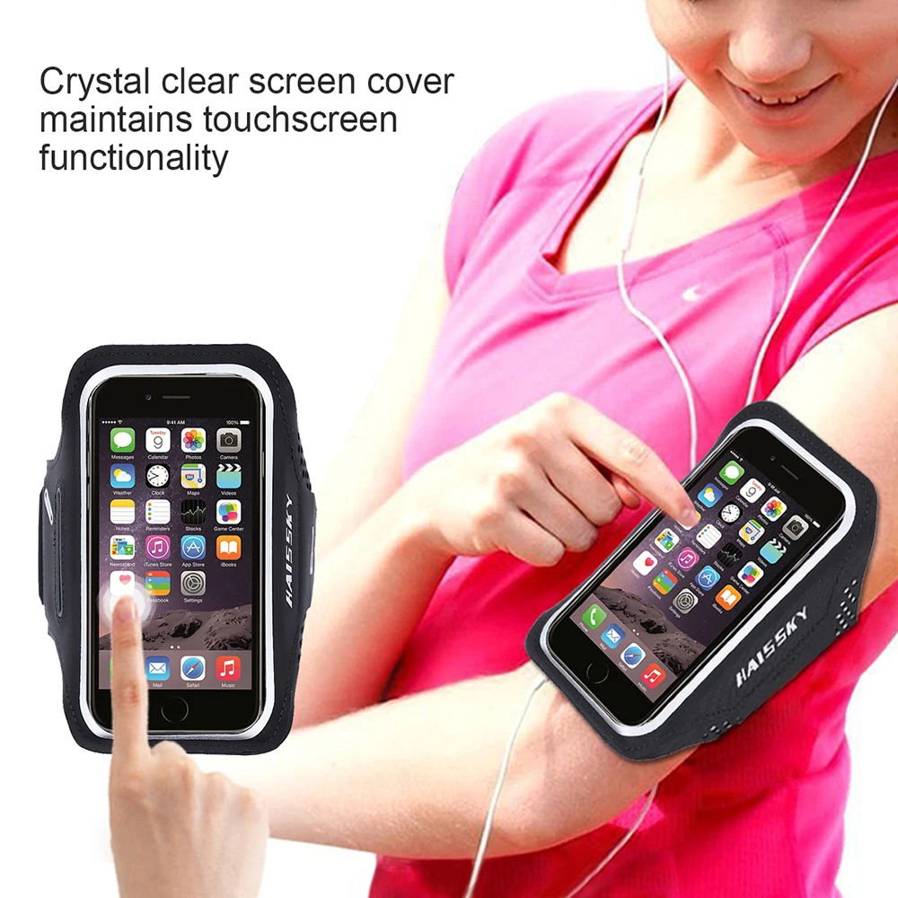 HAISSKY Sport Running Armband Case For iPhone XS Max XR X 6 6s 7 8 Plus Belt On Hand Arm Band For Samsung S10 Plus Xiaomi Huawei