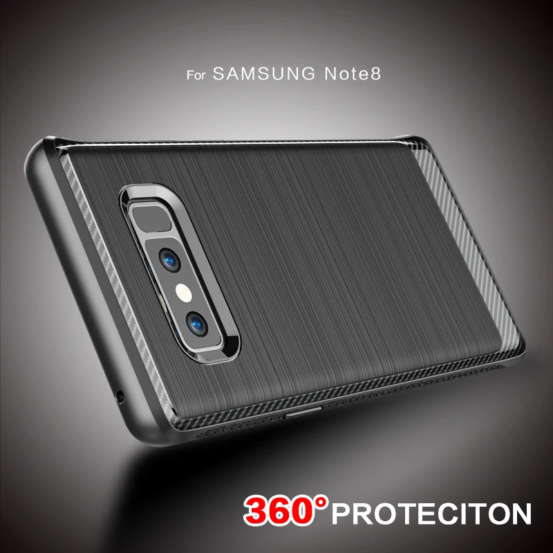 For Samsung Galaxy Note 8 Case Cover Luxury Soft Silicone+Carbon Fiber Full Protector Back for Phone Coque |