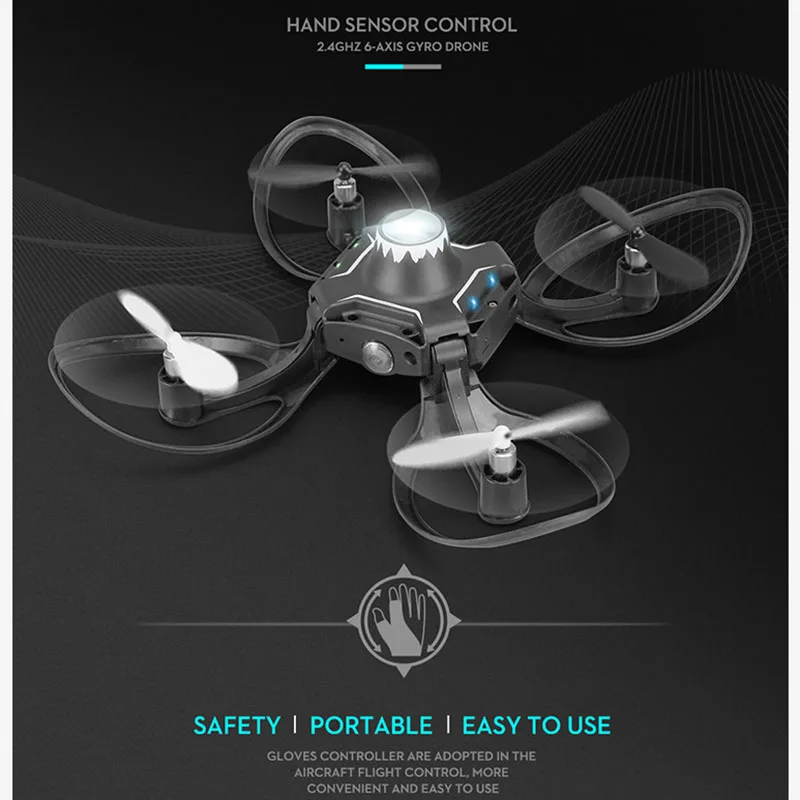 Складной Радиоуправляемый мини Дрон управление перчатками датчик жестов