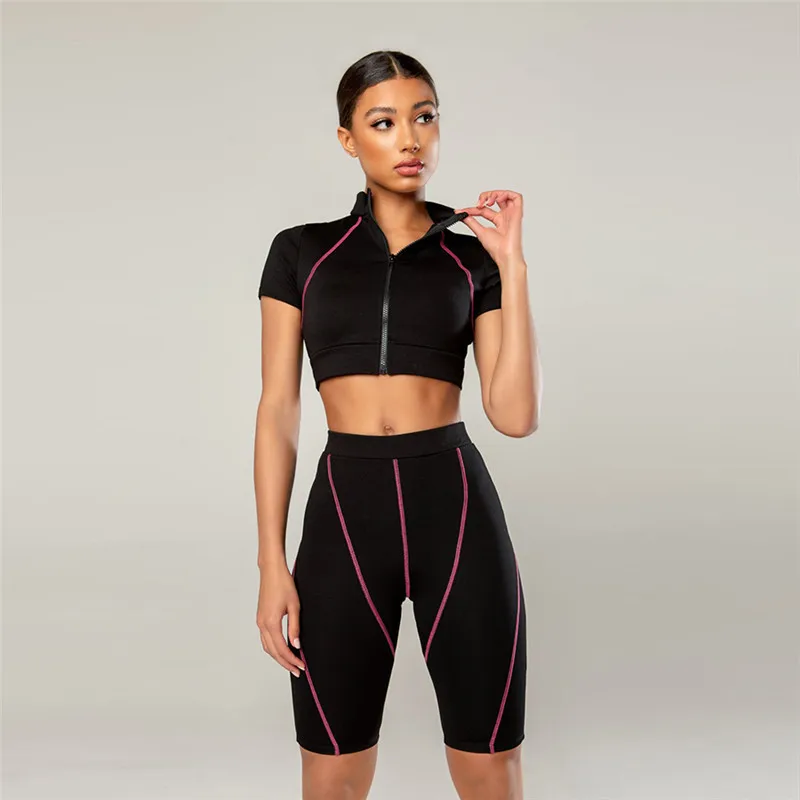 Женский спортивный костюм на молнии комплект из 2 предметов укороченный топ