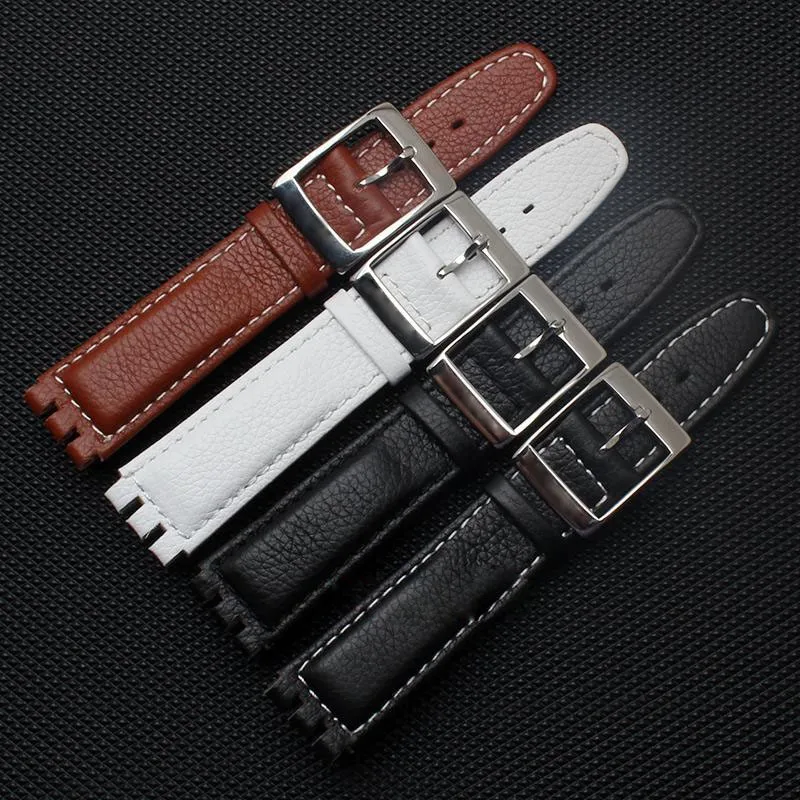 Новинка! Кожаный ремешок для Swatch YCS YAS YGS для мужчин и wo для мужчин 17 мм Черный Белый ремешок аксессуары для часов
