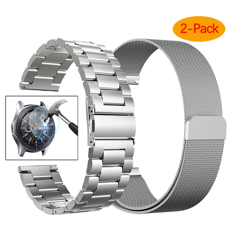 silver silver Galaxy Watch 42 мм, 46 мм, ремешок 20 мм, 22 мм, Миланская петля, ремешок из нержавеющей стали для samsung Galaxy Watch, активный ремешок Galaxy S3 - Цвет ремешка: silver silver