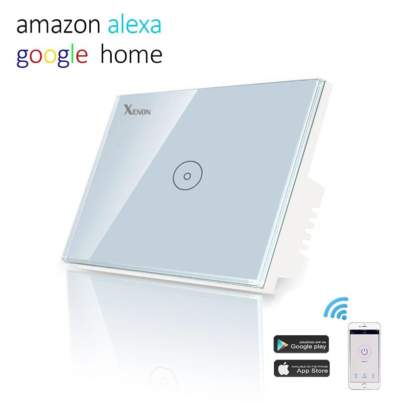 Xenon Wall Switch Work With Amazon Alexa Smart Wi-Fi button Glass Panel 1 gang Ivory White US Touch Light panel | Обустройство дома
