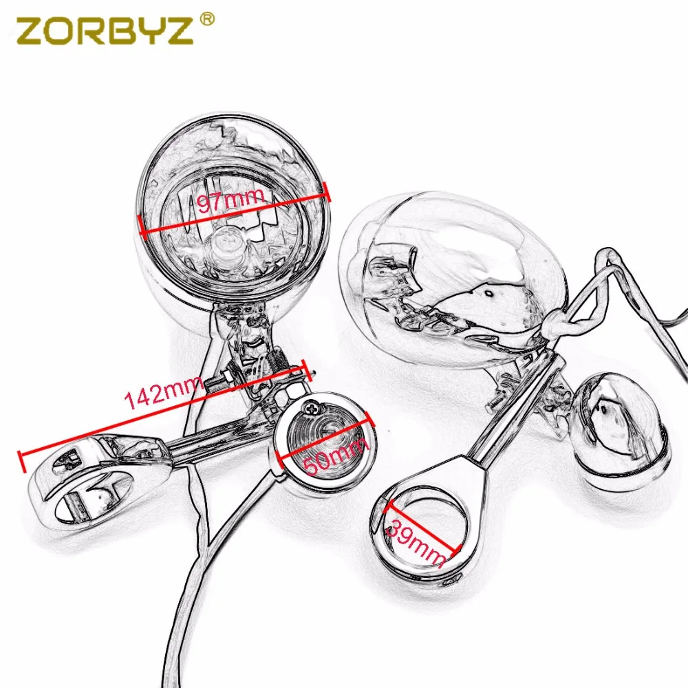 ZORBYZ 39 мм мотоциклетные хромированные Противотуманные фары с кронштейном