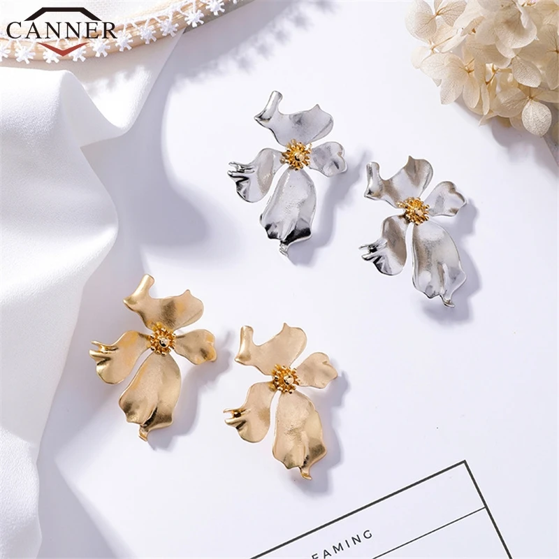 Женские серьги гвоздики с цветком CANNER изысканные винтажные сережки серебряного