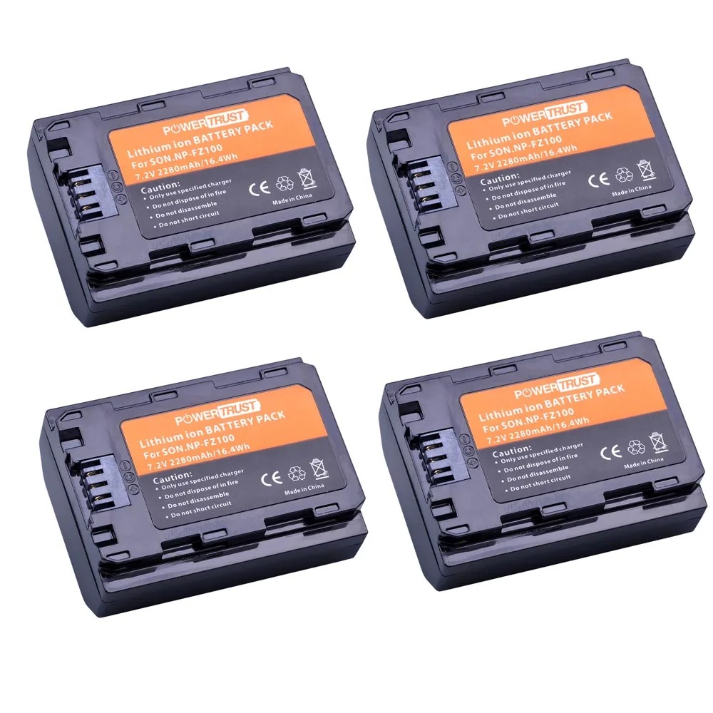 4pc Аккумулятор PowerTrust 2280mAh battery NPFZ100 для sony BC-QZ1, sony a9, a7R III, a7 III, ilce-9 - Цвет: 4pc