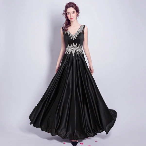 JaneVini Vestidos черные платья с блестками и кристаллами для матери невесты атласные